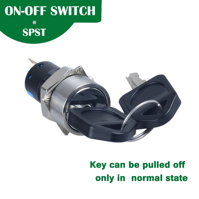 DMWD 16mm ON Off Metal Key Lock Switch 3Pin 1NO 1NC Lock Maintained Latching Key Switch - Image 4